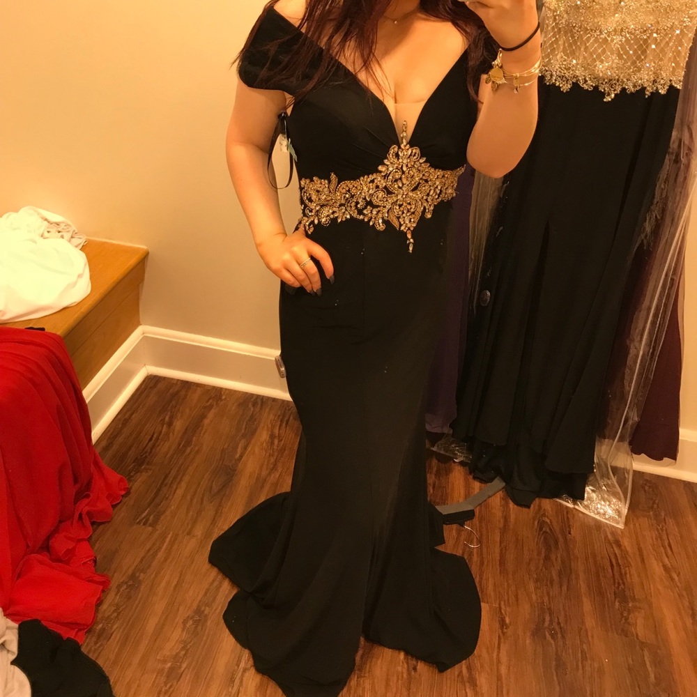 Black Prom Dress w/ Beaded Detailing